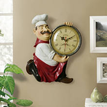 Reloj de pared Vintage para decoración del hogar, estatua de Chef de resina, sala de estar silencioso para reloj de cuarzo, cocina, reloj colgante 2024 - compra barato