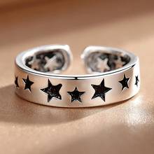 Anillo con diseño de Estrella de Plata tailandesa Vintage 925 para mujer, joyería de plata, nuevo anillo ajustable para hombre 2024 - compra barato