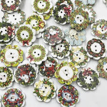 New 50pcs Merry Christmas Flowers Wood Buttons Sewing 19 mm Mix Lots WB50 2024 - buy cheap