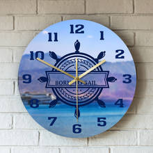 Modern Printed Acrylic Wall Clock Steering Wheel Nautical Vessel Sailing Adventure Anchor Non Ticking Hanging Home Decor Watch 2024 - buy cheap