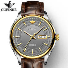 OUPINKE  Men Automatic Watch Sapphire Luxury Mechanical Wristwatch Genuine Leather Waterproof Watch Men relogio masculino 2024 - buy cheap