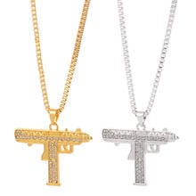 New Full Rhinestone Uzi Gun Pendant Necklaces Long Cuban Link Chain Fashion Necklace For Unisex Hip Hop Jewelry 2024 - buy cheap