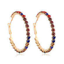 Fashion 1Pair New Crystal Rhinestone Exaggerated Luxury Big Circle Earrings Female Ear Jewelry 2024 - buy cheap