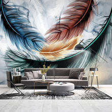 Papel tapiz 3D personalizado, arte de pared de plumas de colores, Mural nórdico moderno para comedor, sala de estar, sofá, TV, Fondo de foto, papel de pared 2024 - compra barato