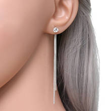 Earrings Jewelry New Fashion Silver Plated Dangle Hanging Gem Stone Rhinestone Long Drop Earrings For Women Jewelry brincos 2024 - buy cheap