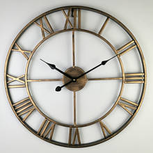 Reloj de pared redondo para decoración de habitación, mecanismo de 12h con números romanos de estilo Industrial Retro, arte del reloj decorativo (sin batería) 2024 - compra barato