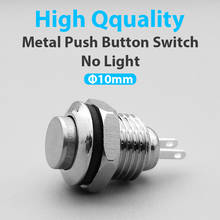 Металлический кнопочный переключатель, 10 мм, с 2-контактным отверстием для панели, высокая головка, самоблокировка/фиксация, самосброс/мгновенная пайка, IP67 1NO 2024 - купить недорого