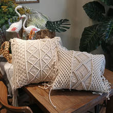 Fronhas de sofá tecido à mão macramushion, capa de travesseiro de algodão macramé, de borla boêmia, decoração de casa 2024 - compre barato