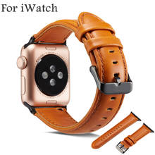Correa de cuero genuino para Apple Watch, correa de reloj de 44mm, 40mm, 42mm y 38mm, correa de cuero de repuesto Vintage para iWatch 4 y 3 2024 - compra barato