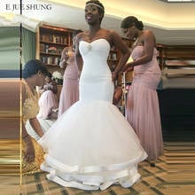 E JUE SHUNG White Tiered Simple Mermaid Wedding Dresses 2020 Sweetheart Lace Up Back Bride Dresses Wedding Gowns 2024 - buy cheap