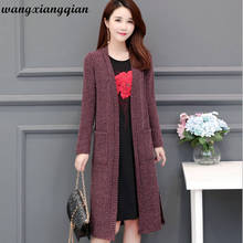 Women's Cardigan Sweater Coat Spring Autumn New Fashion Mid-length Knit Sweater V-neck Thick Loose Casual Sweater Female Z31 2024 - buy cheap