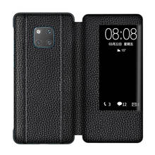 Smart Genuine Leather Shell For Huawei Mate 20 Pro Case Window View Cover Skin Screen Protector For Huawei Mate20 Pro 2024 - buy cheap