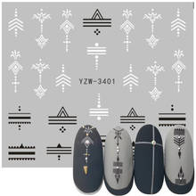 Nail Stickers Mixed Black White Geometric Designs Nail Art Water Transfer Decals Tattoos Sliders Manicure Decorations 2024 - buy cheap