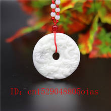Natural branco chinês jade nove dragão pingente colar charme jóias esculpidas amuleto moda acessórios presentes para mulher 2024 - compre barato