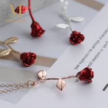 1 Pcs Red Rose Flower Pendant Necklace for Women Choker Rose Gold Color Flower Necklace Boho Charm bijoux femme Jewelry 2024 - buy cheap