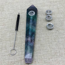 Natural Rare Fluorite Crystal Cigarette Holder Smoking Pipe Reiki healing 2024 - buy cheap