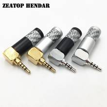 4 pçs ouro/prata chapeado ângulo 2.5mm plugue de áudio 2.5 4 pólo estéreo macho jack para diy reparação alta fidelidade fone ouvido fibra carbono conector