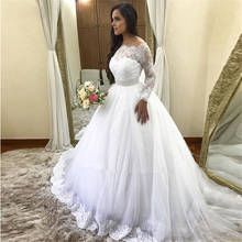Long Sleeves Lace Appliques Ball Gown Wedding Dresses Bridal Gowns 2021 Modest Long Custom Online Robe De Mariee 2024 - buy cheap