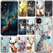 Funda de teléfono con pintura de animales para iPhone, carcasa con diseño de flechas, ciervo y alce para iPhone 11, 12 pro, XS MAX, 8, 7, 6, 6S Plus, X, 5S, SE, 2020, XR 2024 - compra barato