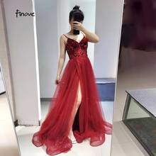 Finove Evening Dress Sexy Spaghetti Strap V-Neck Beading Sleeveless A-Line Long Length In Women' Dresses Plus Size 2024 - buy cheap