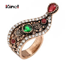 Kinel Hot Turkish Jewelry Antique Rings For Women Unique Ounk Style Gold Color Crystal Vintage Ring Wholesale 2020 New 2024 - buy cheap