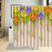 Primavera folha verde flores cortina de chuveiro bela colorida vista natural casa decoração do banheiro com gancho lavável à prova dwaterproof água 2024 - compre barato