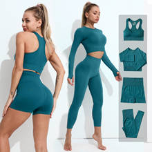 2/3/4PCS Seamless Women Yoga Set Workout Sportswear Gym Clothes Fitness Long Sleeve Crop Top High Waist Leggings Sports Suit 2024 - buy cheap