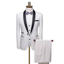 Men Slim Fit Suits 3 Piece Suit Wedding Suits Groom Wear Tuxedos White Jacket Vest Pants Formal Dress Men Suit Set 2024 - buy cheap