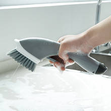 Dispensador de sabão escova de limpeza com cabo longo, pp escova para pia, acessórios de cozinha, escova de prato, utensílios de limpeza 2024 - compre barato