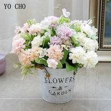 Yo cho flores artificiais de seda, esfera da sorte com 5 ramos flores falsas para decoração de casa casamento ramos de flores artificiais 2024 - compre barato
