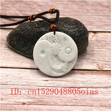 Natural White Chinese Jade Taiji Bagua Pendant Necklace Charm Jewellery Fashion Accessories Carved Amulet Gifts for Women Men 2024 - buy cheap