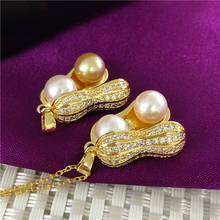 Wholesale Peanut Shape Gold Plated Pendant Mountings Findings Jewelry Settings Parts for Pearls Beads Stones, 10pcs/lot 2024 - buy cheap