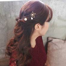 Пять лепестков жемчужного цвета с цветком, заколка для волос в Корейском стиле полая заколка Край заколка для волос, заколка для волос 2024 - купить недорого