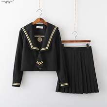 Fantasia estilo marinheiro, uniforme escolar, preto, de manga curta, sexy, japonês 2024 - compre barato