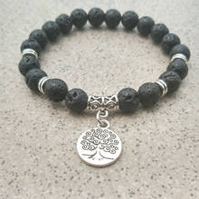 OM Tree of Life Charms 8mm Black Lava Stone Beads DIY Aromatherapy Essential Oil Diffuser Bracelet Yoga Strand Jewelry 2024 - buy cheap