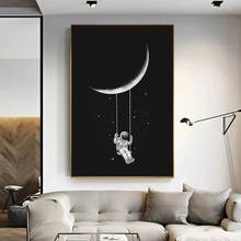 Quadros de astronauta abstratos para parede, pôster e impressão de arte para decoração de casa, sala de estar, estrelas da lua 2024 - compre barato