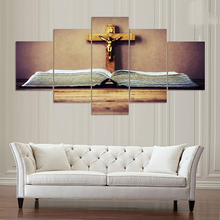 Wall Art Canvas Paintings Pictures Modular Posters 5 Piece Pcs Crucifix Of Jesus Christ Modern Living HD Printed Home Room Decor 2024 - buy cheap