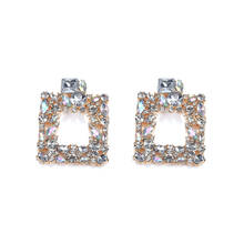 Clear Crystal Square Drop Earrings Women 2021 New Brand Statement ZA Earrings Jewelry Femme Geometric Earrings 2024 - buy cheap