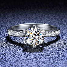 Anel de casamento de moissanite com corte brilhante, anel redondo de pedras preciosas, presente, prata 925 original, platina, teste de diamante anel anel de moissanite 2024 - compre barato
