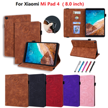 Funda con soporte en relieve para Xiaomi Mipad 4, carcasa de cuero PU para tableta Mi Pad 4 de 8 ", Mi Pad 4 de 8 pulgadas, Funda + bolígrafo 2024 - compra barato
