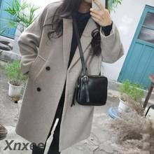 Xnxee New Thin Wool Blend Coat Women Long Sleeve Turn-down Collar Outwear Jacket Casual Autumn Winter Elegant Overcoat 2024 - buy cheap