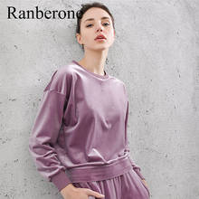 Ranberone Velvet Long Sleeved Sweatshirt Women Sports Running Pullover Sportswear Round Neck Jogging Tops Solid Tracksuit 2024 - buy cheap