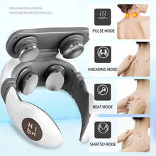 Massageador de pescoço inteligente, 4 modos, 9 configurações, controle remoto, massageador cervical, dezenas de pulso, relaxamento, dor, amassar 2024 - compre barato