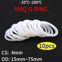 Белое Силиконовое уплотнительное кольцо VMQ, 10 шт., уплотнительное кольцо CS 4 мм, внешний диаметр 15 ~ 75 мм, пищевой резины, изолирующее Круглое уплотнительное кольцо, силиконовые кольца 2024 - купить недорого
