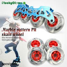 Roda de patins roller inline, 4 peças, em linha, 72, 76, 80mm, 85a, fsk, travagem, slalom, padrão de mármore, escultura, rodas de skate 2024 - compre barato