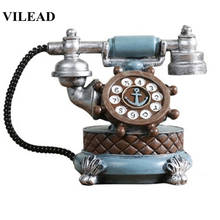 VILEAD 18cm Resin Retro Telephone Figurines Creative European Piggy Bank Home Decoration Accessories Handmade Ornament Crafts 2024 - buy cheap