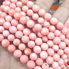 1 string nature pink coral beads loose beads round ball faceted ball size 4mm 6mm for women bracelets making diy jewelry fits 2024 - buy cheap