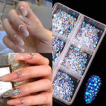 1 Box Crystal Gems Manicure Nail Art Decoration Mixed Size Glass Nail Art Rhinestones Flatback AB Diamond Glitter 3D Nail Charms 2024 - buy cheap