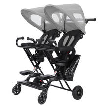 portable Twin car baby stroller foldable kids sitting and lying large pedal trolley detachable shed black 2024 - buy cheap