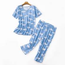2021 verão feminino casual dos desenhos animados conjuntos de pijama senhoras 100% algodão pijamas terno feminino mujer grande conjunto curto 2024 - compre barato